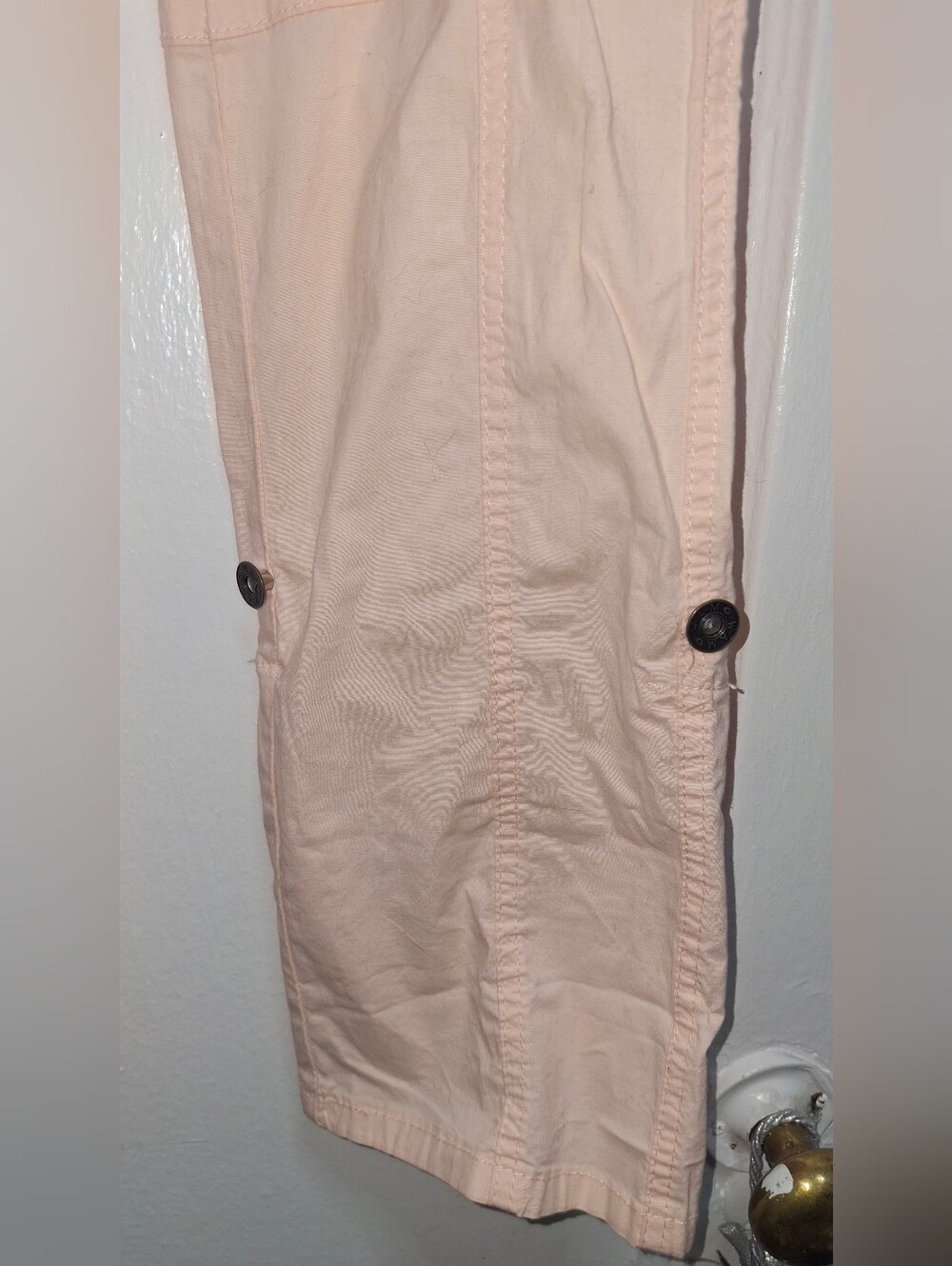 Y2K Utility Cargo Pants Coral/Pink Adjustable Hem Size 3/4 - Picture 4 of 10